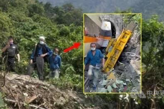 誤會一場!網流傳工人站在邊坡呆看照，其實他是太魯閣號乘客