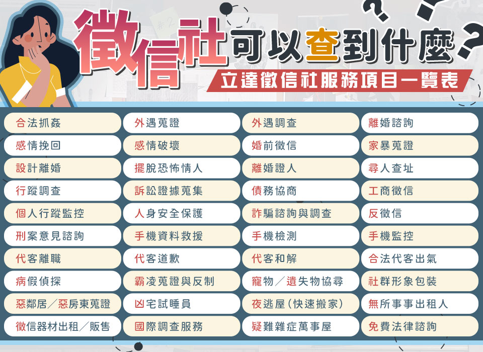 徵信社可以查到什麼？立達徵信社服務項目一覽表