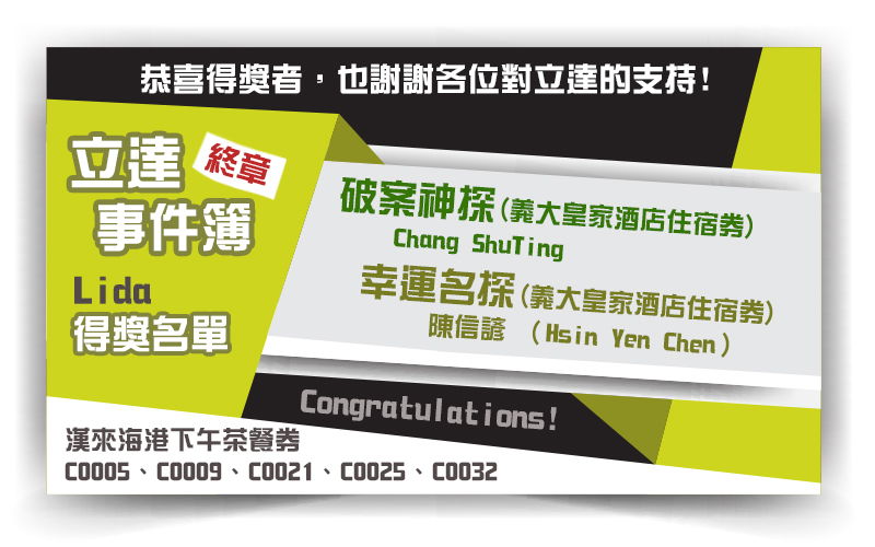 立達事件簿第六章得獎名單